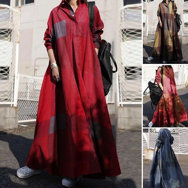 zanzea 2020 vintage button shirt dress women's autumn sundress long sleeve maxi vestido female casual bagyy robe femme plus size1, Black;gray
zanzea 2020 vintage button shirt dress women's autumn sundress long sleeve maxi vestido female casual bagyy robe femme plus size1, Black;gray