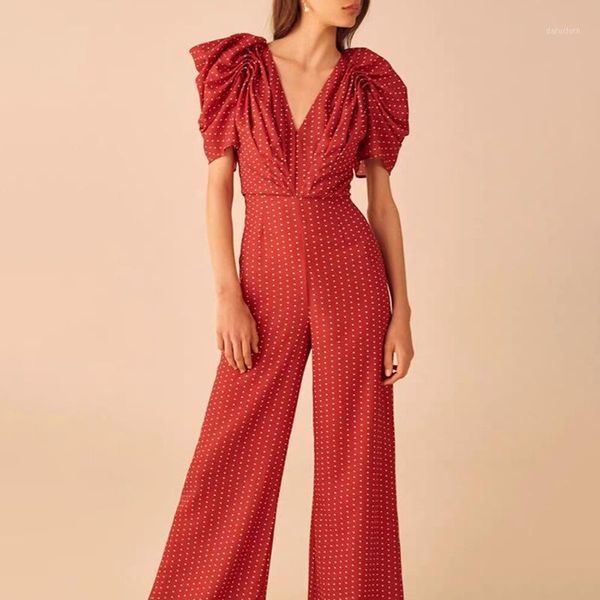 ael polka dot women's jumpsuits puff sleeve v neck ruched temperament one piece rompers with wide leg pants 2020 summer spring1, Black;white
ael polka dot women's jumpsuits puff sleeve v neck ruched temperament one piece rompers with wide leg pants 2020 summer spring1, Black;white