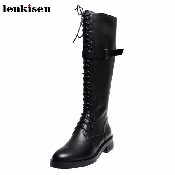 lenkisen cow leather knight boots round toe belt buckle streetwear winter keep warm women lace up thigh high boots l19, Black
lenkisen cow leather knight boots round toe belt buckle streetwear winter keep warm women lace up thigh high boots l19, Black