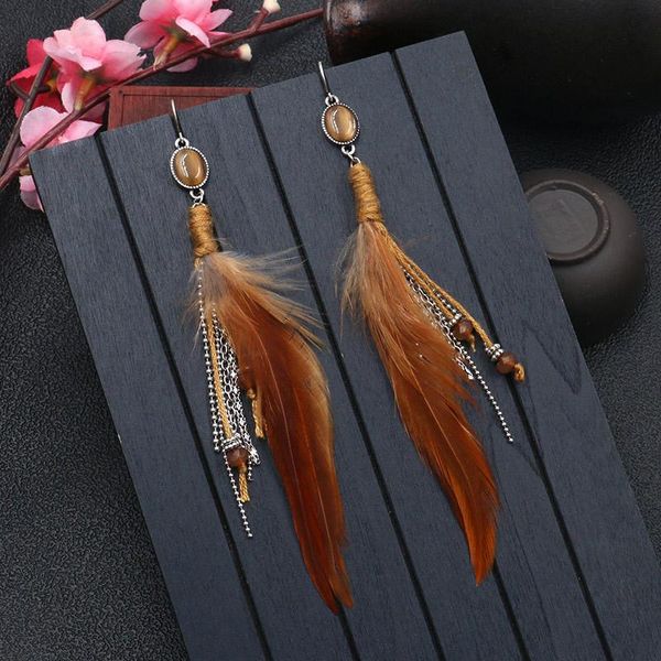 bohemian brown feather tassel earring for women boho chain fringed boucle d'oreille pendante 2020 party christmas jewellery, Silver
bohemian brown feather tassel earring for women boho chain fringed boucle d'oreille pendante 2020 party christmas jewellery, Silver