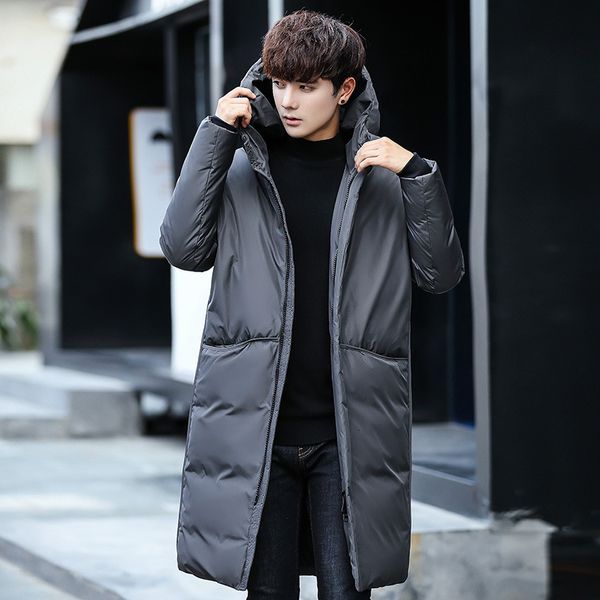 new in winter medium length thickened white duck coat tide hooded slim men's down jacket, Black
new in winter medium length thickened white duck coat tide hooded slim men's down jacket, Black