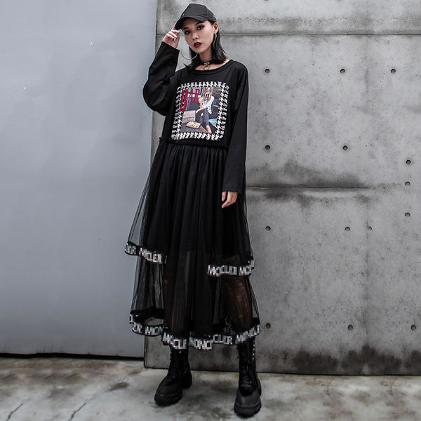xitao tide mesh patchwork midi dress letter print o neck long sleeve fashion loose casual plus size dress women zyq1947 lj201202, Black;gray
xitao tide mesh patchwork midi dress letter print o neck long sleeve fashion loose casual plus size dress women zyq1947 lj201202, Black;gray