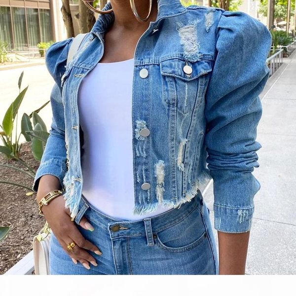 autumn women puff sleeve hole denim jackets plus size single breasted short jean jacket female 2020 ripped streetwear lady coat, Black;brown
autumn women puff sleeve hole denim jackets plus size single breasted short jean jacket female 2020 ripped streetwear lady coat, Black;brown