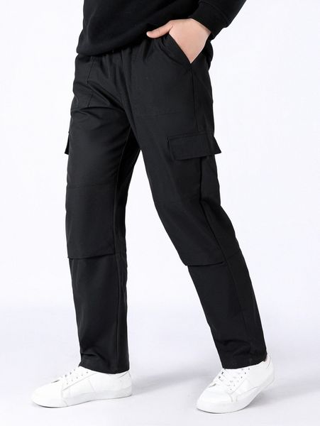 men flap pocket side pants 22cb#, Black