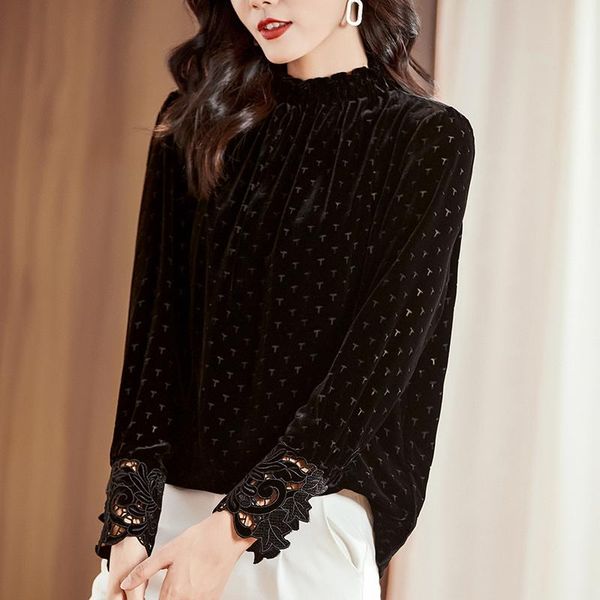 women's blouses & shirts autumn winter women real silk velvet shirt elegant fashion embroidery patchwork long sleeve print vintage lady, White
women's blouses & shirts autumn winter women real silk velvet shirt elegant fashion embroidery patchwork long sleeve print vintage lady, White