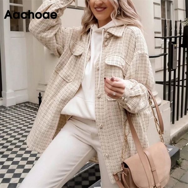 aachoae women plaid elegant coat outerwear pocket pearl decorate lady vintage coat batwing sleeve loose office jacket female lj201021, Black;brown
aachoae women plaid elegant coat outerwear pocket pearl decorate lady vintage coat batwing sleeve loose office jacket female lj201021, Black;brown