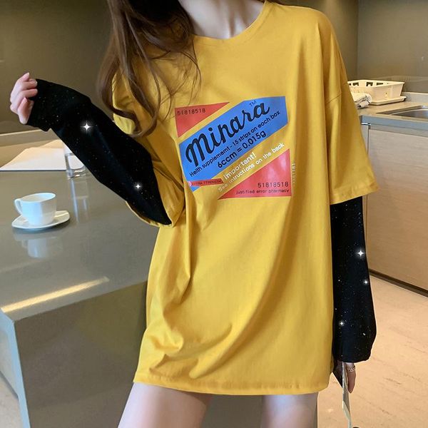 l 2020 autumn and winter super fire mid-length large size loose printed long-sleeved t-shirt la, White
l 2020 autumn and winter super fire mid-length large size loose printed long-sleeved t-shirt la, White