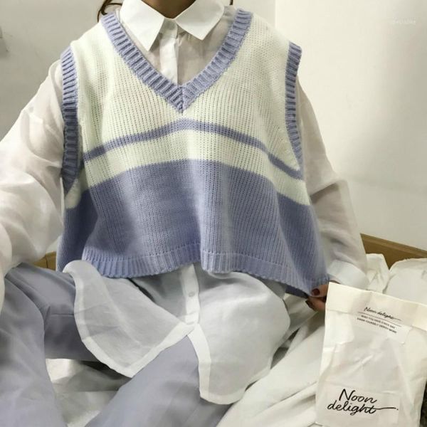 sweater vest women striped loose preppy sleeveless sweaters students korean style autumn winter outwear chic retro knitted new1, Black;white
sweater vest women striped loose preppy sleeveless sweaters students korean style autumn winter outwear chic retro knitted new1, Black;white