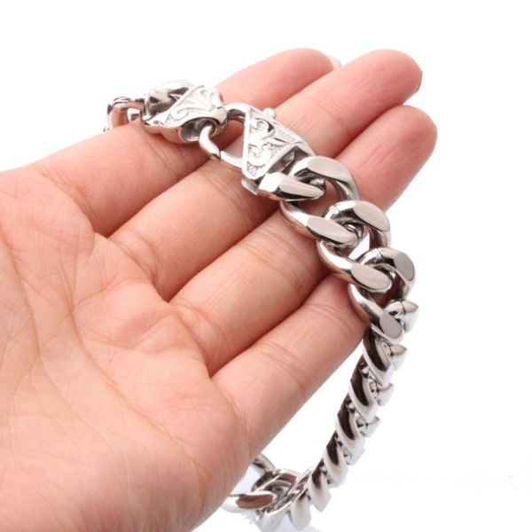 wholesale or retail stainless steel silver color polished cuban curb chain mens womens bracelet bangle hip-hop jewelry 7"-11, Black 
wholesale or retail stainless steel silver color polished cuban curb chain mens womens bracelet bangle hip-hop jewelry 7"-11, Black