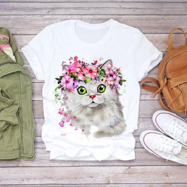 women 2020 summer short sleeve cat cartoon flower fashion lady t-shirts t shirt ladies womens graphic female tee t-shirt, White
women 2020 summer short sleeve cat cartoon flower fashion lady t-shirts t shirt ladies womens graphic female tee t-shirt, White