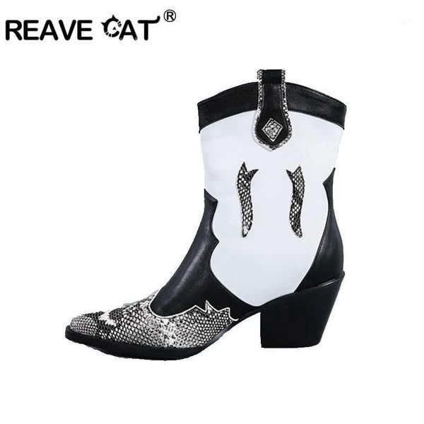 boots reave cat winter fall women's designed wide calf block heel pointed toe slip on leather shoes patchwork runway shoes1, Black
boots reave cat winter fall women's designed wide calf block heel pointed toe slip on leather shoes patchwork runway shoes1, Black