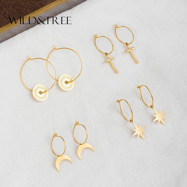 hoop & huggie wild&stainless steel geometric circle earrings for women star moon cross round shape thin circles hoops earring, Golden;silver
hoop & huggie wild&stainless steel geometric circle earrings for women star moon cross round shape thin circles hoops earring, Golden;silver