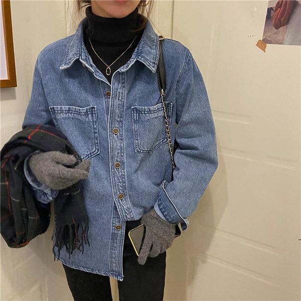 women's blouses & shirts fashion women denim button shirt vintage pockets bf style casual long sleeve single-breasted ladies blouse, White
women's blouses & shirts fashion women denim button shirt vintage pockets bf style casual long sleeve single-breasted ladies blouse, White