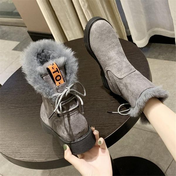 women faux suede snow boots fashion girl platform ankle boots warm fur booties solid behind lace-up winter botas mujer, Black
women faux suede snow boots fashion girl platform ankle boots warm fur booties solid behind lace-up winter botas mujer, Black