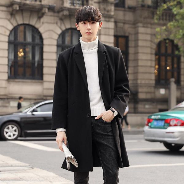 winter new woolen coat men's wool medium long windbreaker over the knee nizi woolen coat cashmere men's wear, Black
winter new woolen coat men's wool medium long windbreaker over the knee nizi woolen coat cashmere men's wear, Black
