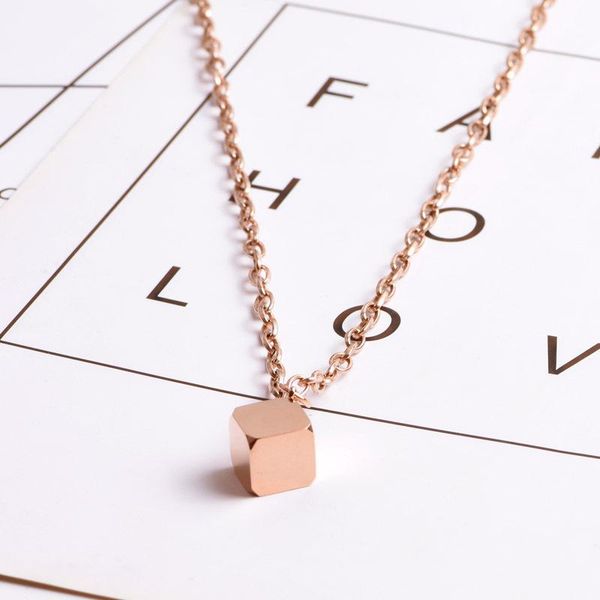 chains titanium steel rose gold cube necklace for woman christmas gifts the year fashion jewelry accessories, Silver
chains titanium steel rose gold cube necklace for woman christmas gifts the year fashion jewelry accessories, Silver