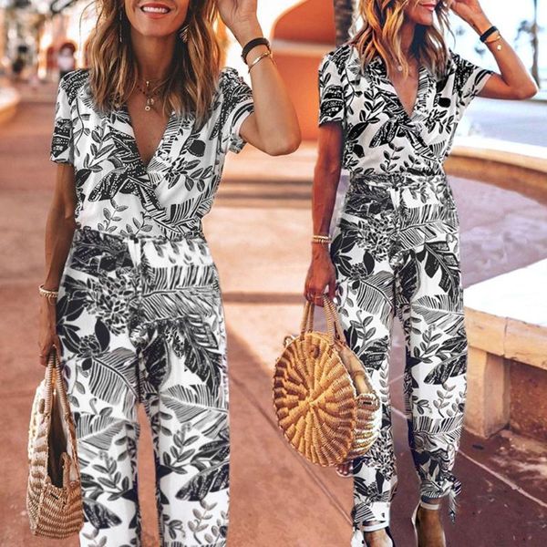 38# leaf printed women jumpsuits summer v-neck short sleeve long rompers casual lace up ankle length overalls playsuits, Black;white
38# leaf printed women jumpsuits summer v-neck short sleeve long rompers casual lace up ankle length overalls playsuits, Black;white