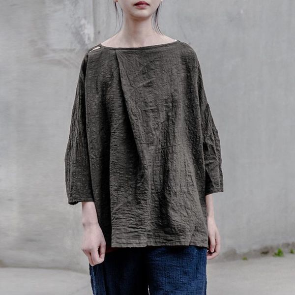 women's t-shirt johnature 2021 autumn and summer linen women t-shirts cotton casual brief seven sleeve loose vintage plus size, White
women's t-shirt johnature 2021 autumn and summer linen women t-shirts cotton casual brief seven sleeve loose vintage plus size, White