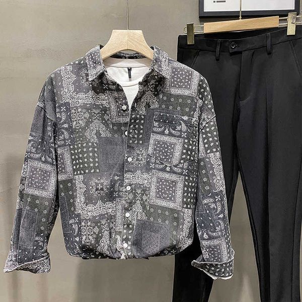 british yuppie fashion people's autumn flower clothes handsome men's casual loose shirt jacket, Black;brown
british yuppie fashion people's autumn flower clothes handsome men's casual loose shirt jacket, Black;brown