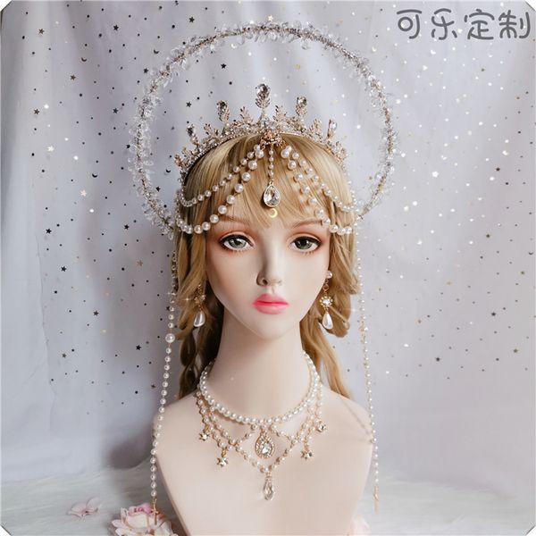 lolita gorgeous crystal love virgin halo bride pearl crown headdress flower wedding, Silver
lolita gorgeous crystal love virgin halo bride pearl crown headdress flower wedding, Silver