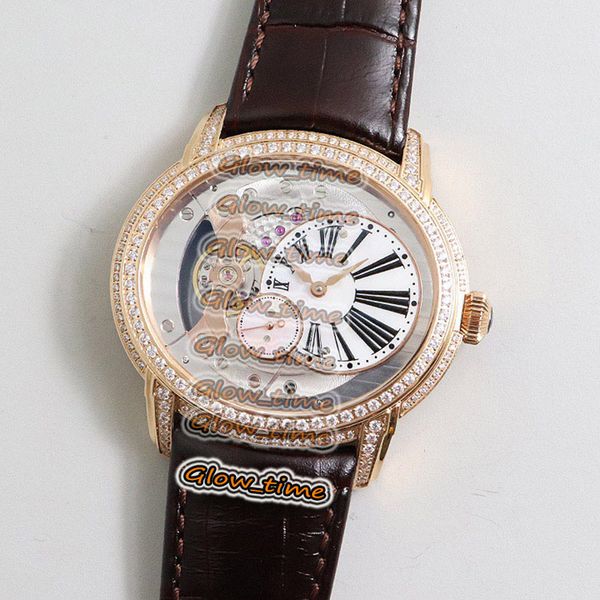 v9f version rose gold diamond inlay case skeleton dial 15350or.oo.d093cr.01 mens watch cal.4101 automatic leather strap sport watches, Slivery;brown
v9f version rose gold diamond inlay case skeleton dial 15350or.oo.d093cr.01 mens watch cal.4101 automatic leather strap sport watches, Slivery;brown