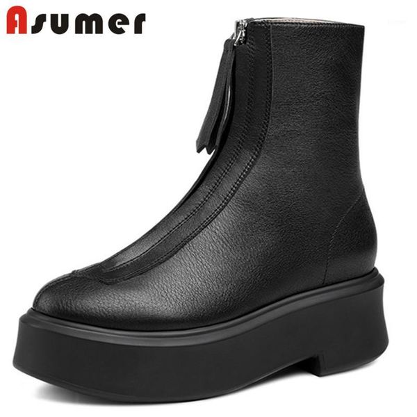 boots asumer 2021 thick bottom genuine leather footwear women round toe zip autumn winter fashion ankle woman1, Black
boots asumer 2021 thick bottom genuine leather footwear women round toe zip autumn winter fashion ankle woman1, Black