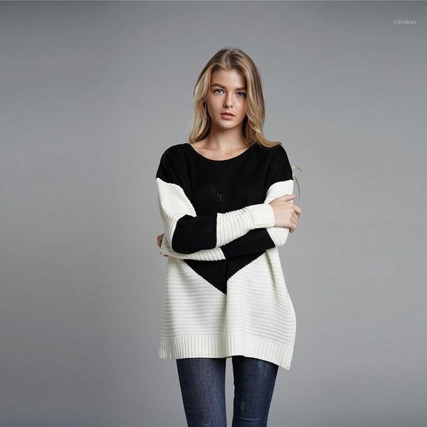 womens striped sweater winter autumn patchwork knit o-neck long sleeve loose woman sweaters female pullovers ls0511, White;black
womens striped sweater winter autumn patchwork knit o-neck long sleeve loose woman sweaters female pullovers ls0511, White;black