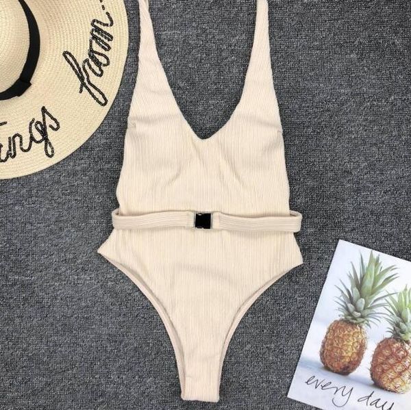 2021 woman one piece swimming suit solid color bikini with belt backless beach swimsuits, White
2021 woman one piece swimming suit solid color bikini with belt backless beach swimsuits, White