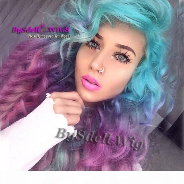 unicorn colorful mermaid style wig synthetic pastel ice blue ombre purple color deep curly wave hair none lace wig lace front wig, Black
unicorn colorful mermaid style wig synthetic pastel ice blue ombre purple color deep curly wave hair none lace wig lace front wig, Black