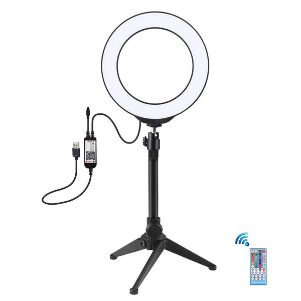 6.2inch 16cm rgb light deskstand tripod dimmable led ring vlogging studio phone selfie circular p ring light
6.2inch 16cm rgb light deskstand tripod dimmable led ring vlogging studio phone selfie circular p ring light