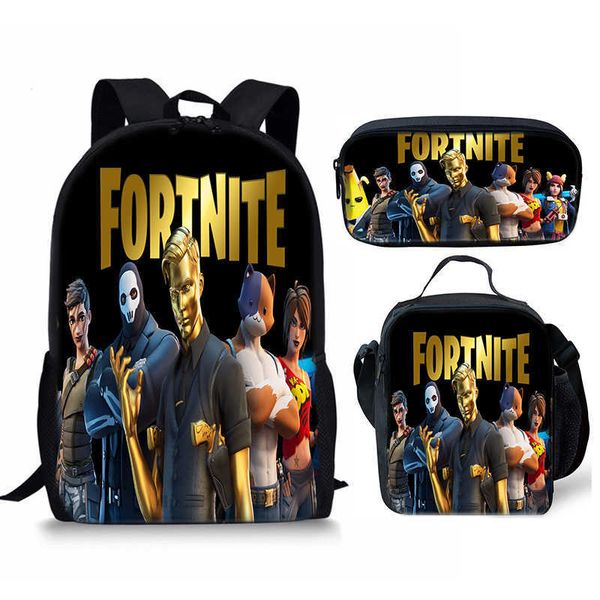 fortress night student school fortrite three piece set meal pen bag backpack