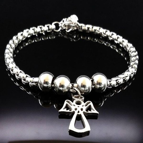 2020 fashion angel silver color stainless steel bracelet for women stainless steel bead bracelet jewelry pulsera b61274, Black
2020 fashion angel silver color stainless steel bracelet for women stainless steel bead bracelet jewelry pulsera b61274, Black