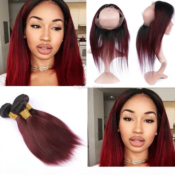 ombre burgundy pre plucked 360 lace band frontal with hair bundles dark root 1b 99j straight hair weft with 360 lace frontal, Black;brown
ombre burgundy pre plucked 360 lace band frontal with hair bundles dark root 1b 99j straight hair weft with 360 lace frontal, Black;brown