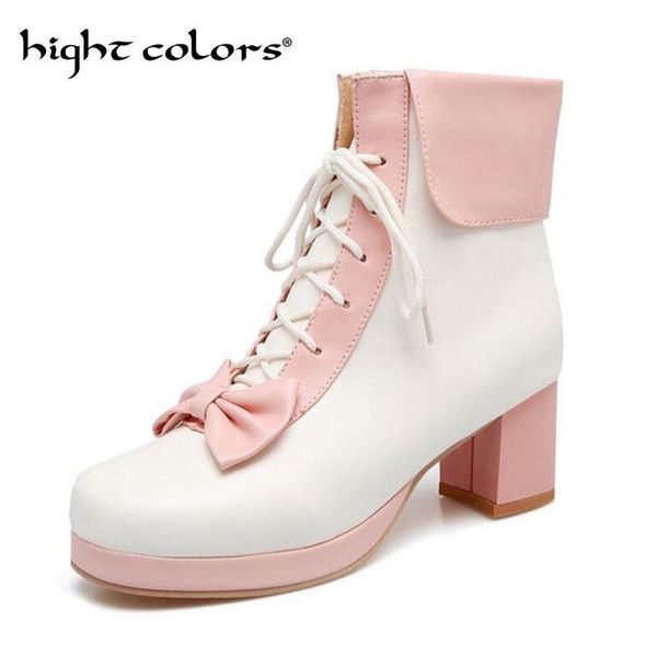 autumn and winter lolita bow student female short boots big boy thick heel lace boots with color matching women's, Black
autumn and winter lolita bow student female short boots big boy thick heel lace boots with color matching women's, Black