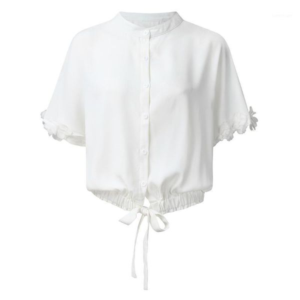women's blouses & shirts women solid chiffon shirt casual elegant drawstring petal splicing short puff sleeve bottom loose blouse1, White
women's blouses & shirts women solid chiffon shirt casual elegant drawstring petal splicing short puff sleeve bottom loose blouse1, White