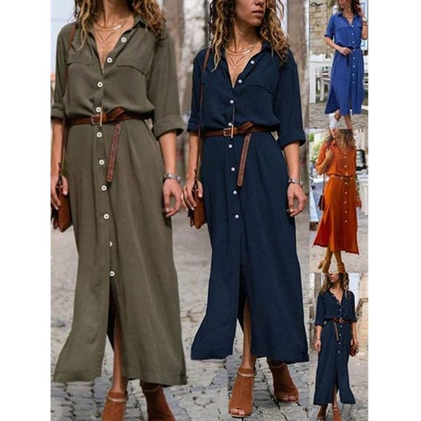 womens swing shirt dress fashion trend long sleeve cardigan lapel neck long skirt designer female spring new button casual loose dresses, Black;gray
womens swing shirt dress fashion trend long sleeve cardigan lapel neck long skirt designer female spring new button casual loose dresses, Black;gray