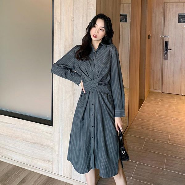 casual dresses coigarsam vintage striped women dress spring full sleeve single breasted high waist 36776, Black;gray
casual dresses coigarsam vintage striped women dress spring full sleeve single breasted high waist 36776, Black;gray