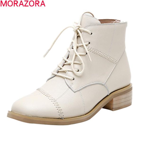 morazora 2020 autumn winter fashion lace up ankle boots low heel round toe genuine leather women boots, Black
morazora 2020 autumn winter fashion lace up ankle boots low heel round toe genuine leather women boots, Black