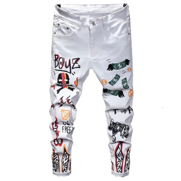 jeans slim homme 2021 stretch spodnie meskie printed pantalon hombre casual white straight hip hop pants men slim fit trousers, Blue
jeans slim homme 2021 stretch spodnie meskie printed pantalon hombre casual white straight hip hop pants men slim fit trousers, Blue