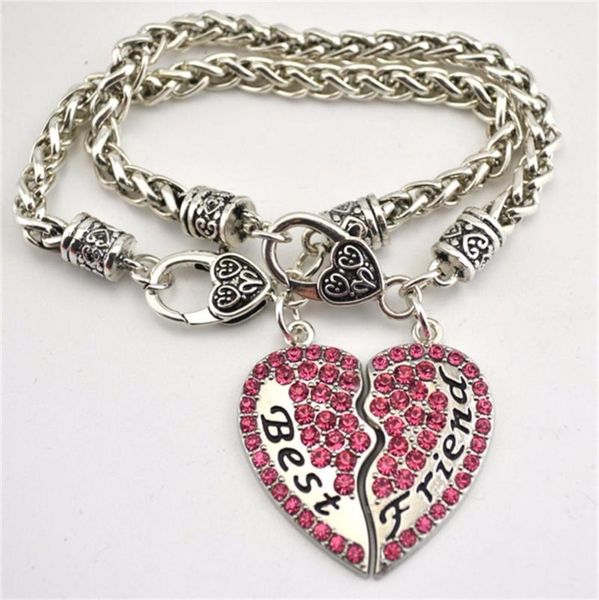 link, chain 1 set rhodium plated zinc studded with sparkling crystal friend heart pendant bracelet lobster-claw-clasps, Black
link, chain 1 set rhodium plated zinc studded with sparkling crystal friend heart pendant bracelet lobster-claw-clasps, Black