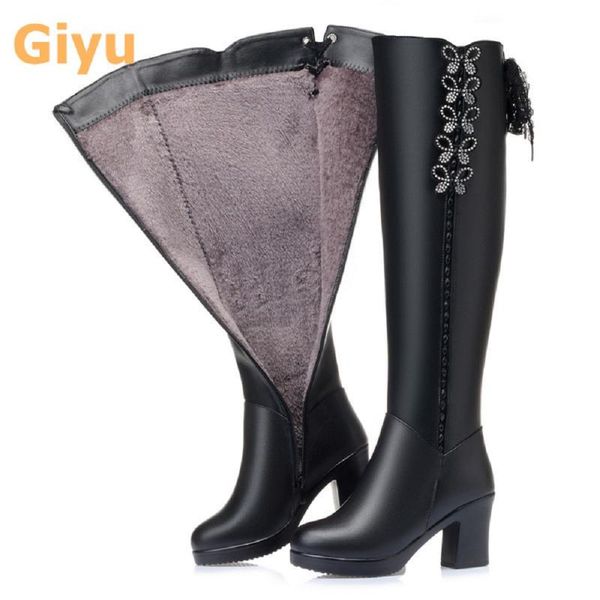 giyu 2020 new genuine leather women's boots wool warm winter boots over the knee female high heels shoes knight, Black
giyu 2020 new genuine leather women's boots wool warm winter boots over the knee female high heels shoes knight, Black