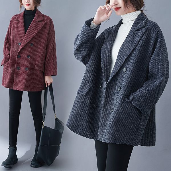 coat for woolen women jackets oversize suit spring long sleeve vintage plus size double breasted striped wool blend outerwear, Black
coat for woolen women jackets oversize suit spring long sleeve vintage plus size double breasted striped wool blend outerwear, Black