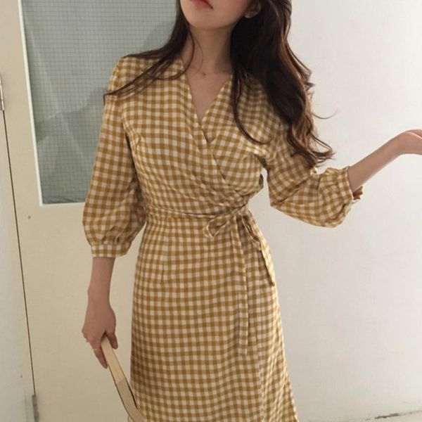 casual dresses 2021 spring autumn women plaid dress lace up bow wrap v-neck three quarter sleeve high waist one piece dr1122, Black;gray
casual dresses 2021 spring autumn women plaid dress lace up bow wrap v-neck three quarter sleeve high waist one piece dr1122, Black;gray