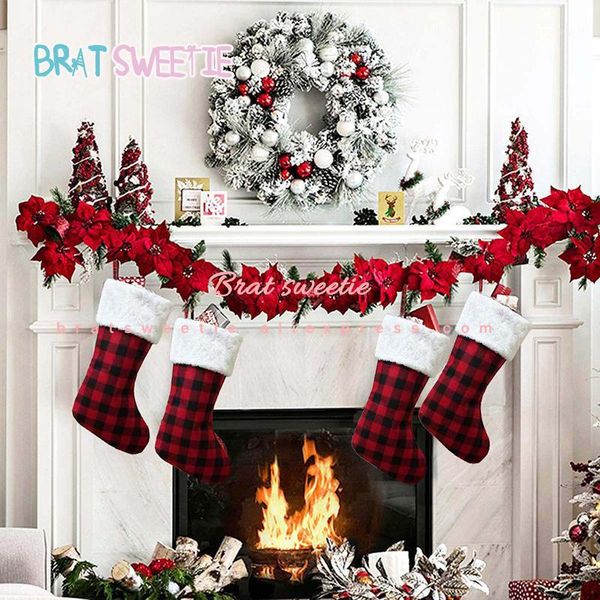 red plaid christmas gift stockings bags check plush stocking with faux fur cuff for christmas tree hanging decorations1
red plaid christmas gift stockings bags check plush stocking with faux fur cuff for christmas tree hanging decorations1