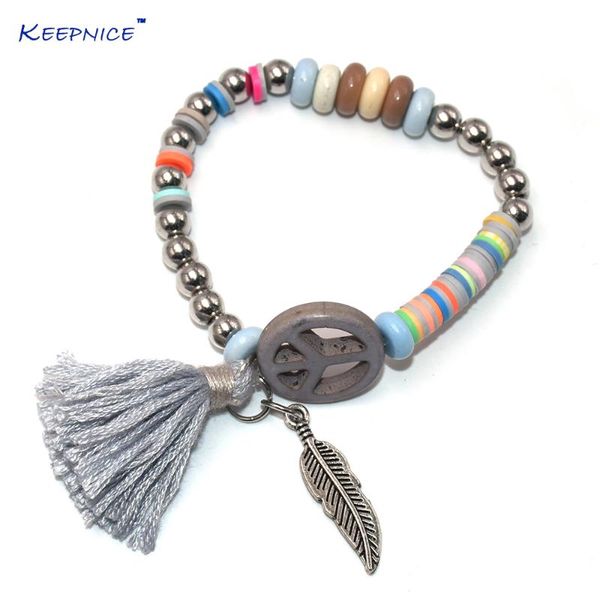 new see beach handmade bohemia jewelry colorful femo beads bracelets tassel charm bracelets peace symbol beaded, Black
new see beach handmade bohemia jewelry colorful femo beads bracelets tassel charm bracelets peace symbol beaded, Black