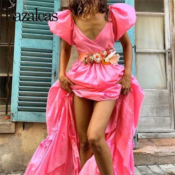 bazaleas pink ruffles women dress retro sashes vestidos vintage puff sleeve women long dress1, White;black
bazaleas pink ruffles women dress retro sashes vestidos vintage puff sleeve women long dress1, White;black