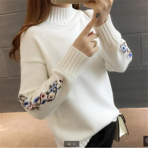 women fashion turtleneck sweater women woman long sleeve warm sweaters embroidered knitted pullover b3965 200924, White;black
women fashion turtleneck sweater women woman long sleeve warm sweaters embroidered knitted pullover b3965 200924, White;black