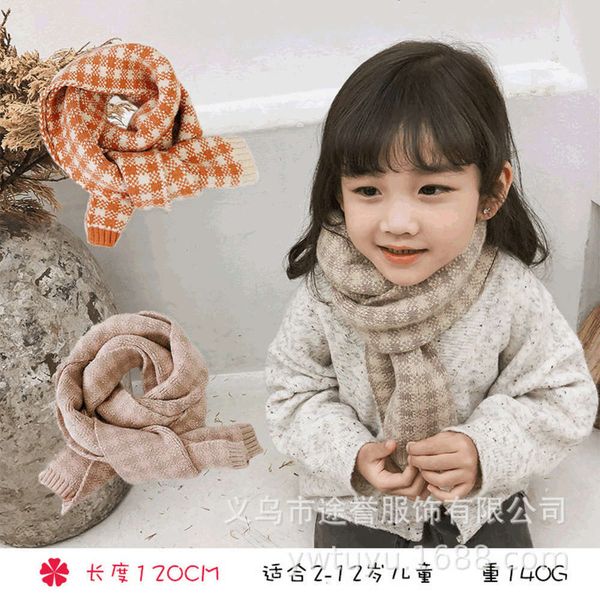 children's same knitted color the matching plaid scarf in korea e0y7, Red;brown
children's same knitted color the matching plaid scarf in korea e0y7, Red;brown