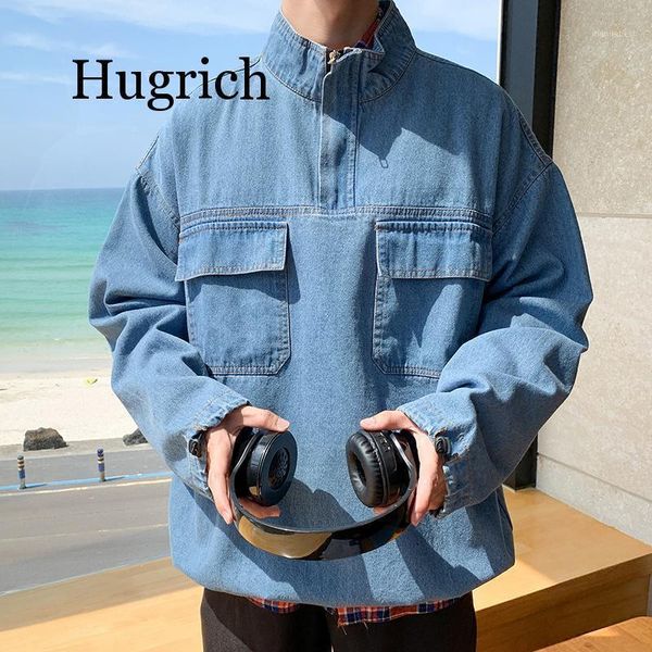 autumn new pullover denim jacket men fashion wash solid color stand collar denim jacket streetwear hip hop loose bomber1, Black;brown
autumn new pullover denim jacket men fashion wash solid color stand collar denim jacket streetwear hip hop loose bomber1, Black;brown