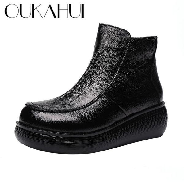 boots oukahui autumn winter genuine leather black flat platform women warm slip-on round toe zip thick bottom ladies short
boots oukahui autumn winter genuine leather black flat platform women warm slip-on round toe zip thick bottom ladies short